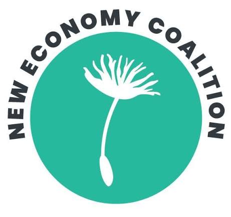 Logo of the New Economy Coalition with a stylized plant icon.