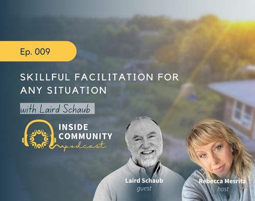 Podcast cover image featuring Laird Schaub and Rebecca Mesritz for Inside Community podcast.